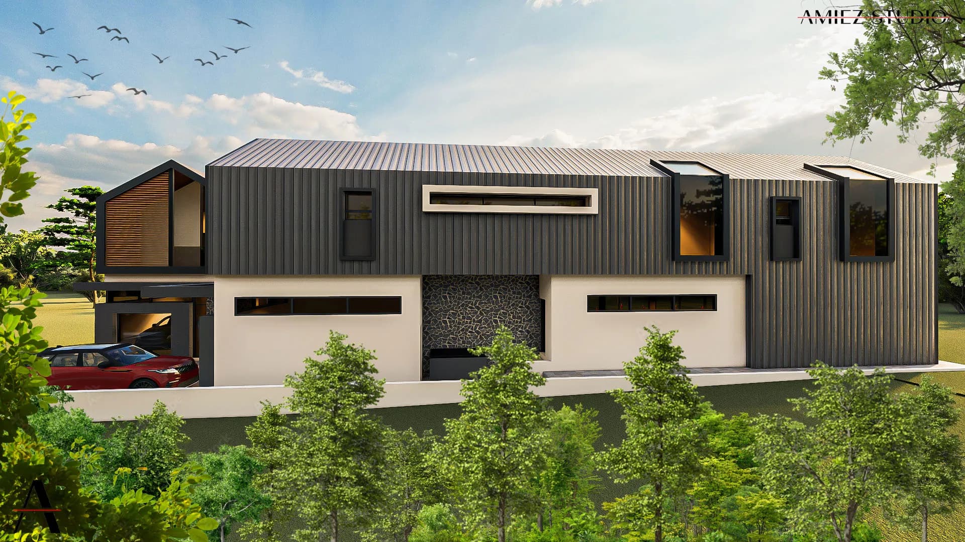 Barn style residence interior