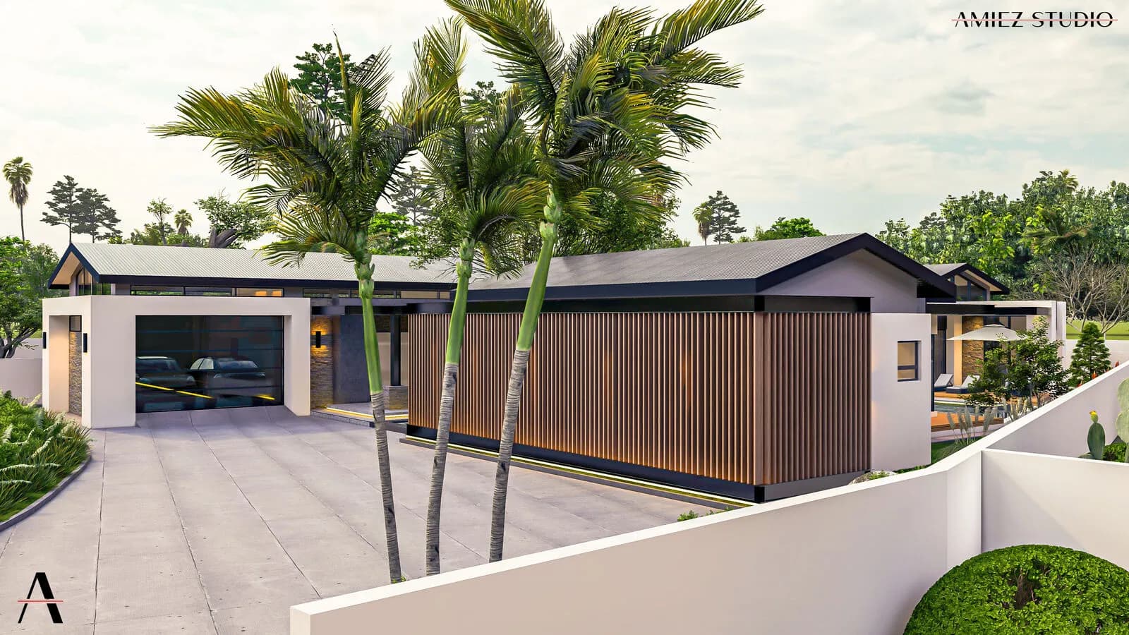 Contemporary courtyard residence courtyard